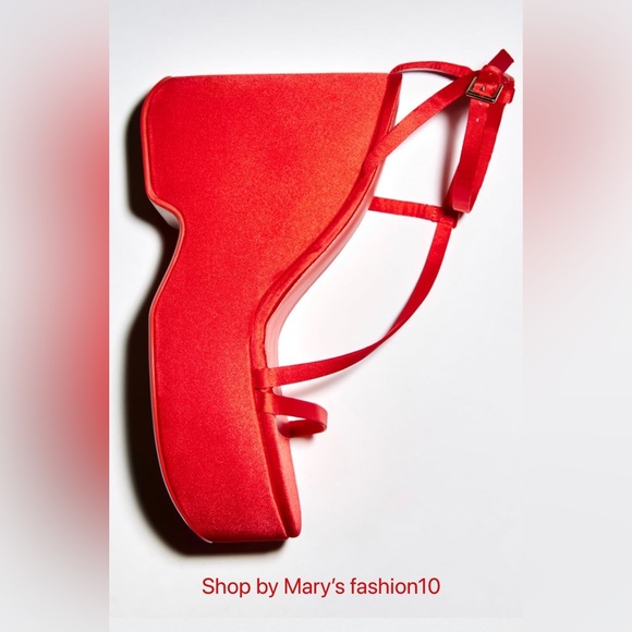 NWT ZARA CHUNKY SATIN STRAP WEDGE SANDALS blogger favorite - Picture 10 of 10